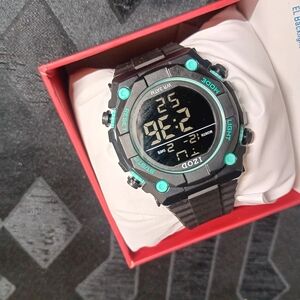 Black and Teal Digital Watch
